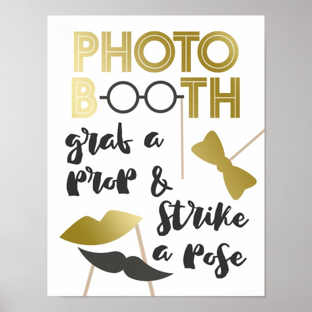 Grab a Prop Charming Faux Guld Photo Booth Poster (Framsidan)