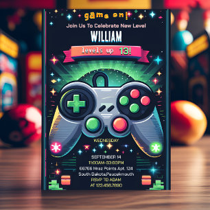 Grab Boy Coola Kids Gaming Level 13:e födelsedagen Inbjudningar