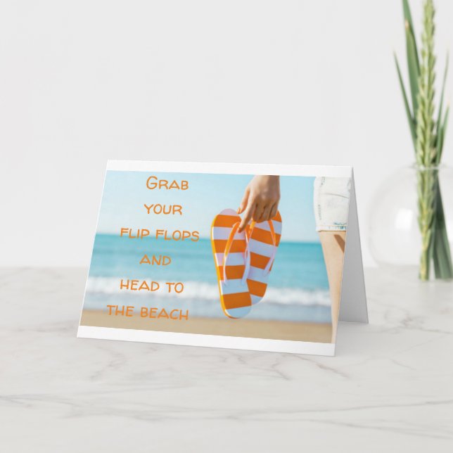 GRAB FLINFLIP FLOPS & HEAD TO BEACH BIRTHDAY CARD KORT (Framsida)
