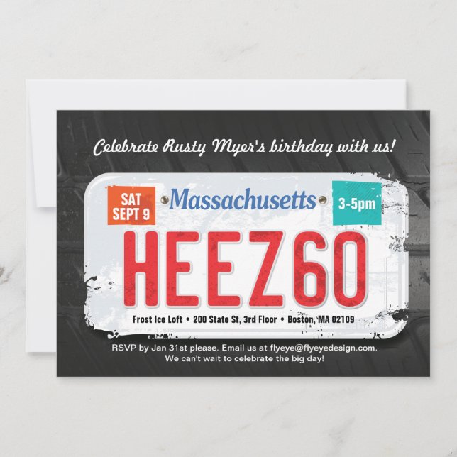 Grabb Massachusetts 60th inbjudan för födelsedag (Framsida)