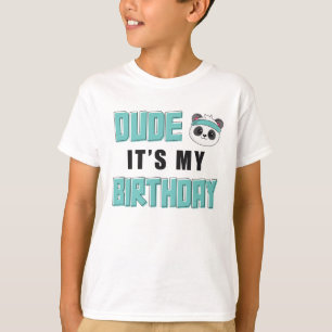 Grabben Teal and Black Panda Birthday Boy T Shirt
