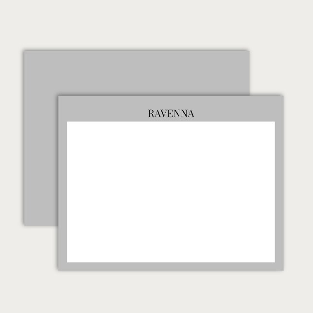 Gråbeige Lyxlig Serif Anpassat Personligt Namn Anteckningskort (Skapare uppladdad)