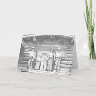 Grabfoto på barn i cowboykläder kort