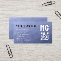 Gråblå geometrisk nätmönster QR-kod Monogram