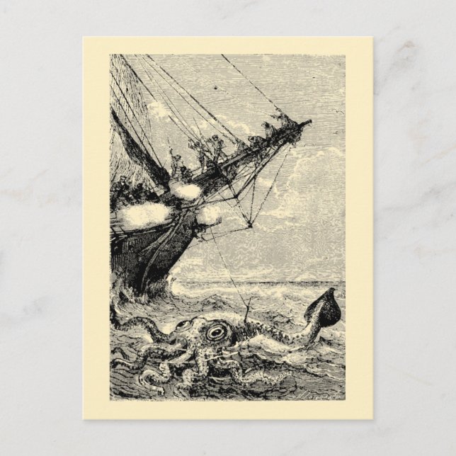 Gråbläckfisk från 20000 ligor under havet vykort (Framsida)