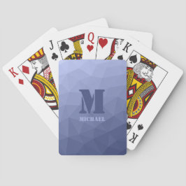 Gråblått geometriskt nätmönster Monogram Casinokort