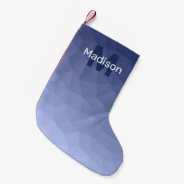 Gråblått geometriskt nätmönster Monogram Liten Julstrumpa