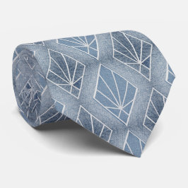 Gråblåvita diamanter Art Deco mönster Slips