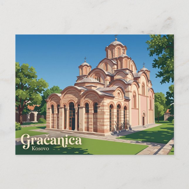 Gračanica kloster Kosovo Vykort (Framsida)