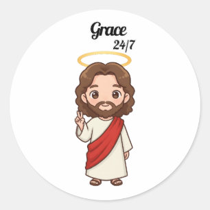 Grace 24/7 - Jesus reaktion Runt Klistermärke