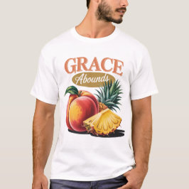 Grace Abounds Peach Pineapple Retro Faith Tee