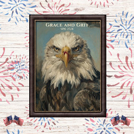 Grace and Grit 1776 Vitkal Eagle Konst Poster