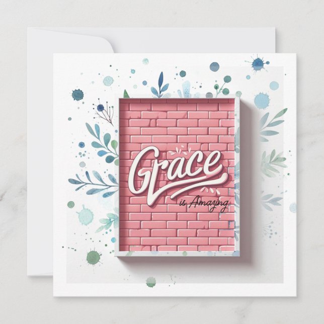 Grace är fantastisk 3D rosa tegelvägg (Framsida)