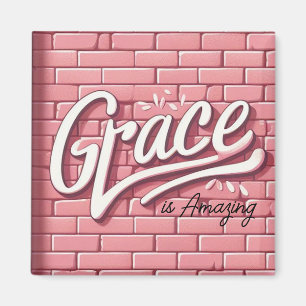 Grace är fantastisk rosa tegelvägg magnet
