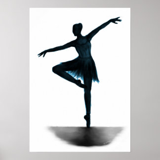 "Grace", ballerina poster - blått