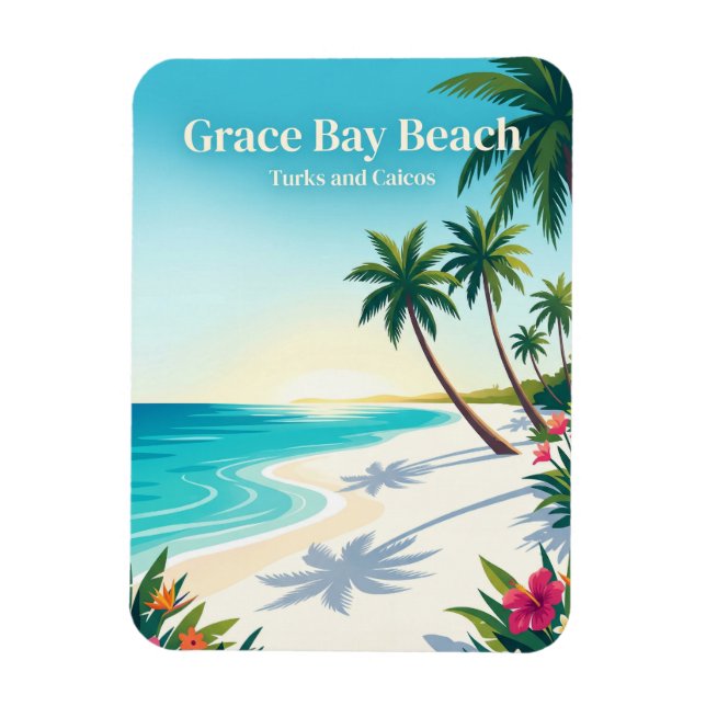 Grace Bay Beach Turks och Caicos Magnet (Vertikal)