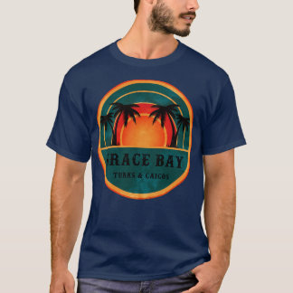 Grace Bay Turks Caicos Beach Retro Sunset T Shirt
