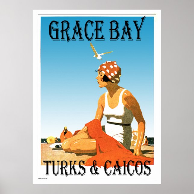 Grace Bay Turks & Caicos Retro Poster (Framsidan)