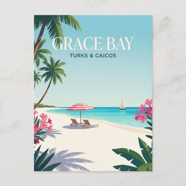Grace Bay Turks- och Caicosöarna Vykort (Framsida)
