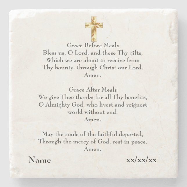 Grace before After Meal Catholique Gift Personlig Stenunderlägg (Framsidan)