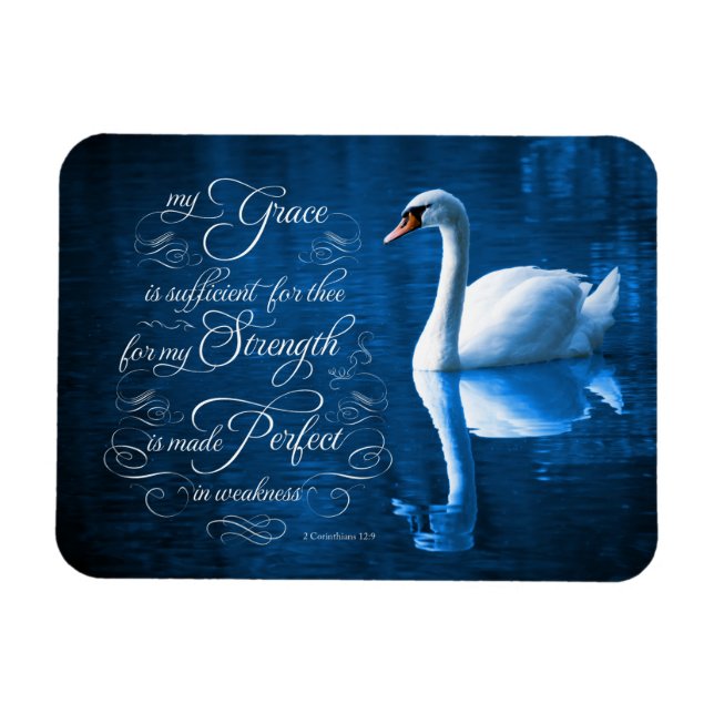 Grace Bible Verse Mute Svan Photo Magnet (Horisontell)