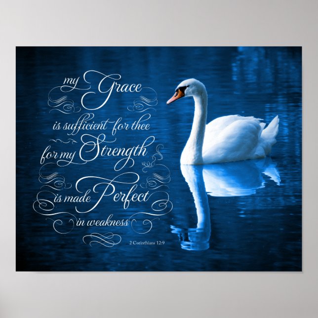 Grace Bible Verse Mute Svan Poster (Framsidan)