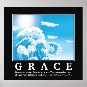 Grace, blåvit hav vinkar motivation poster