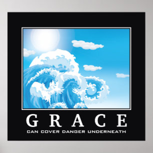 Grace, blåvita oceanen vinkara poster
