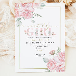GRACE  Blommigt Sweet Flicka Baby Shower Inbjudningar