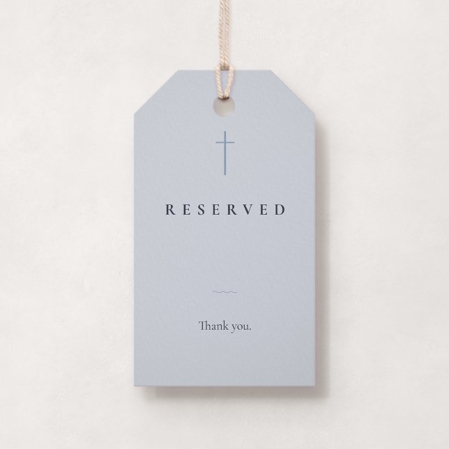 Grace Blue kyrkbänk Liten Reserverad Sittplatsetik Presentetikett (Grace | Blue - Small Reserved Seating Church Pew Tag, Front)