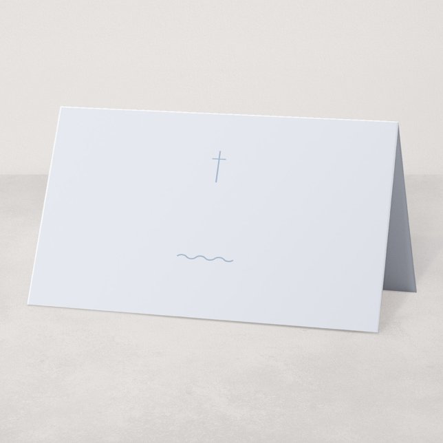 Grace Blue Religiös Platskort eller Bufféetikett Placeringskort (Grace | Blue - Folded Buffet or Place Card for Handwriting)