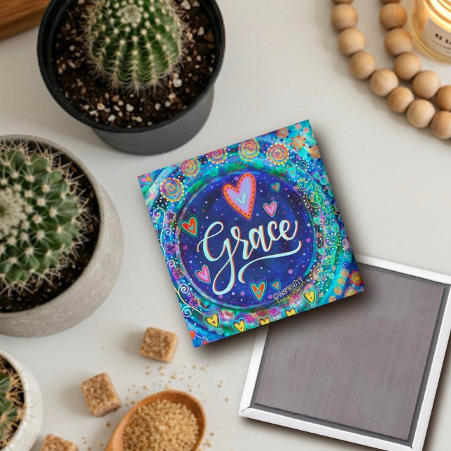 Grace Blue Söt Roligt Hearts Modern Inspirief Magnet (Skapare uppladdad)