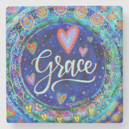Grace Blue Whimsical Roligt inspirational Drink Stenunderlägg