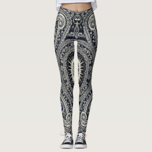 Grace Charcoal Sunburst Paisley Heritage Mönster Leggings