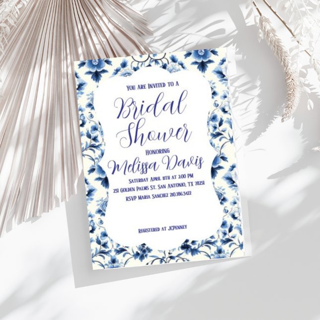 Grace Chinoiserie Bridal Shower Invitation Inbjudningar (Personalize this beautiful Grace Chinoiserie bridal shower invitation. )