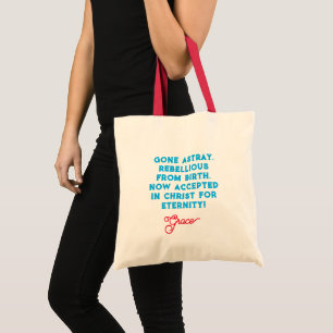 Grace Christian Quote Red och Blue Typography Text Tygkasse