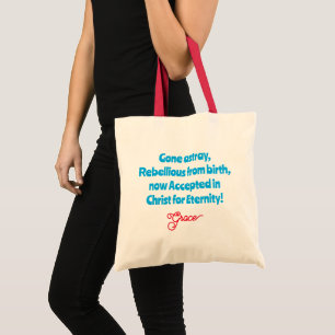 Grace Christian Quote Red och Blue Typography Text Tygkasse