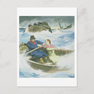 Grace Darling (1815-41) och hennes far räddande su Vykort