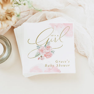 GRACE Elegant Blommigt Det är en flicka Baby Show Pappersservett