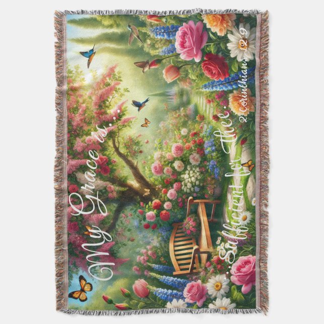 Grace Floral Tröja Kastfiltar Garden Filt (Framsidan Vertikal)
