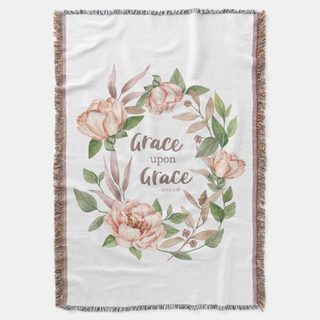 Grace Grace - John 1:16 - Blommigt Filt (Framsidan Vertikal)