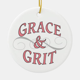 Grace & Grit i Rosa och Grått Julgransprydnad Keramik