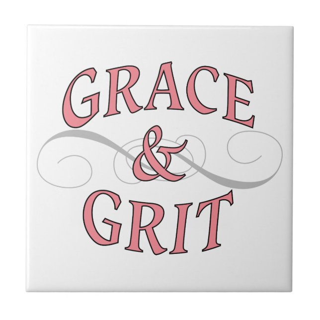 Grace & Grit i Rosa och Grått Kakelplatta (Framsidan)