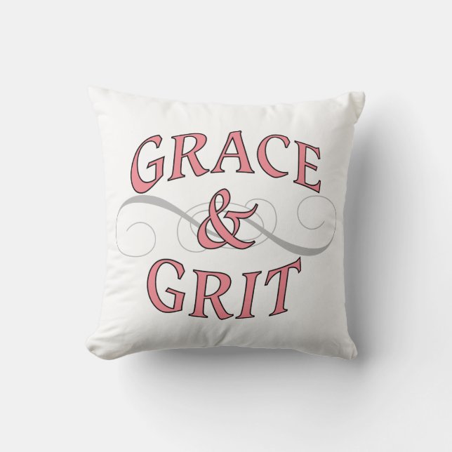 Grace & Grit i Rosa och Grått Kudde (Framsida)