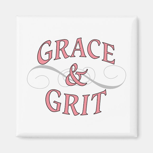 Grace & Grit i Rosa och Grått Magnet (Framsidan)