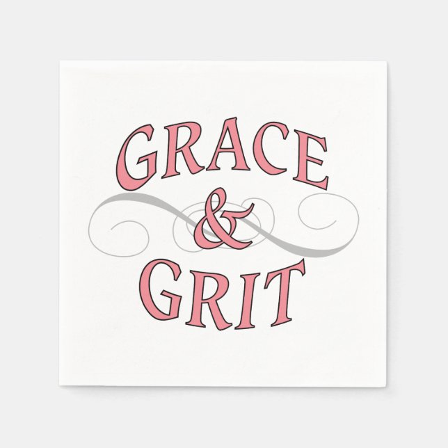 Grace & Grit i Rosa och Grått Pappersservett (Framsidan)