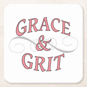 Grace & Grit i Rosa och Grått Underlägg Papper Kvadrat