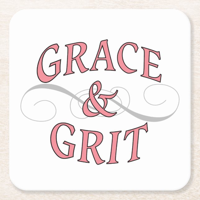 Grace & Grit i Rosa och Grått Underlägg Papper Kvadrat (Framsidan)