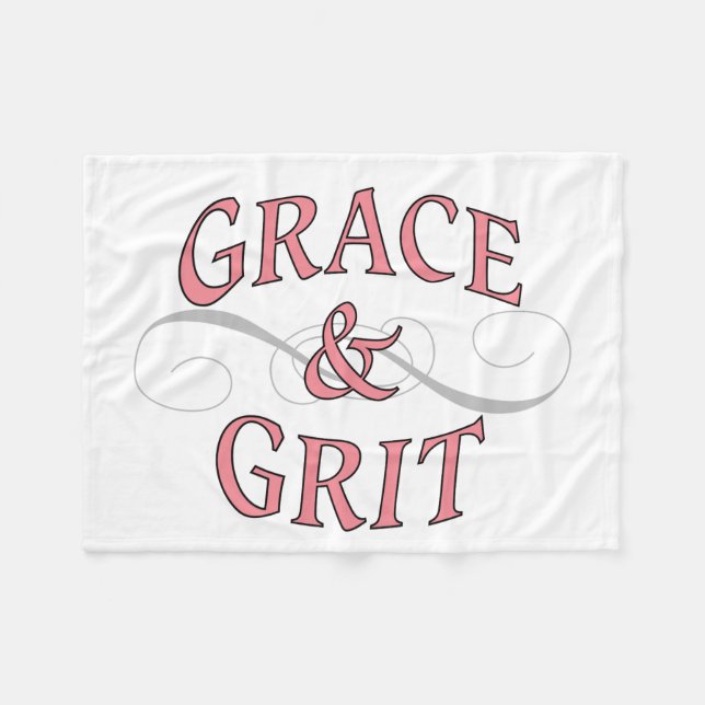 Grace & Grit Ord i Rosa & Grått Fleecefilt (Framsidan (Horisontell))