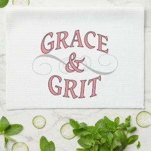 Grace & Grit Ord i Rosa & Grått Kökshandduk